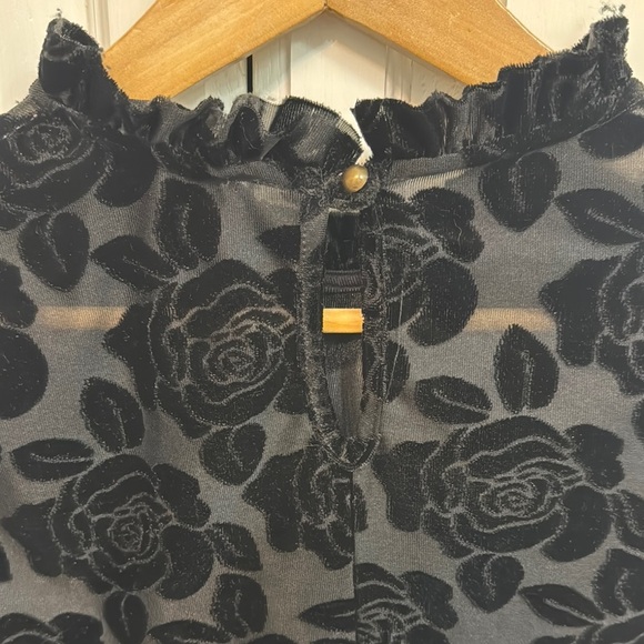 Entro Whimsigoth Black Sheer Blouse with Roses. Size M. - Picture 6 of 6